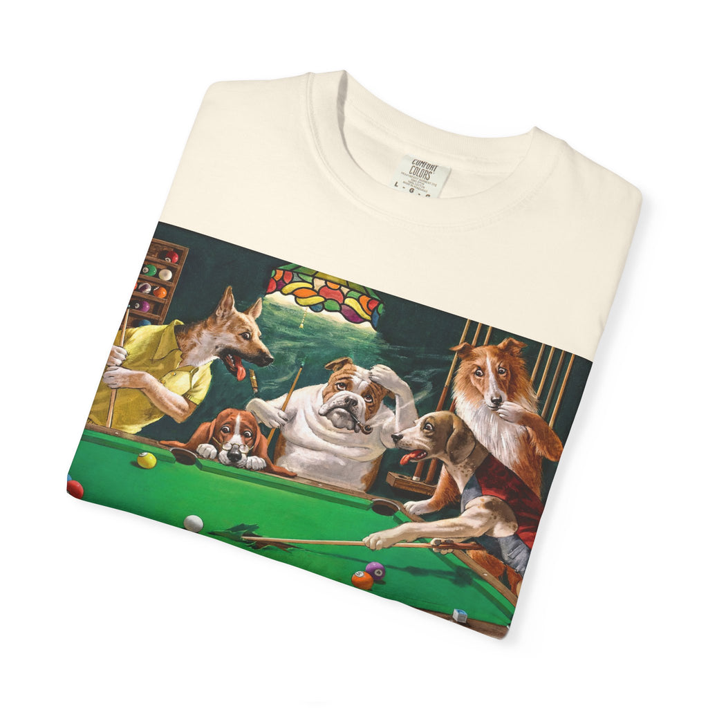 Dog Pool Players T-Shirt — Funny Billiards Animal Graphic Tee