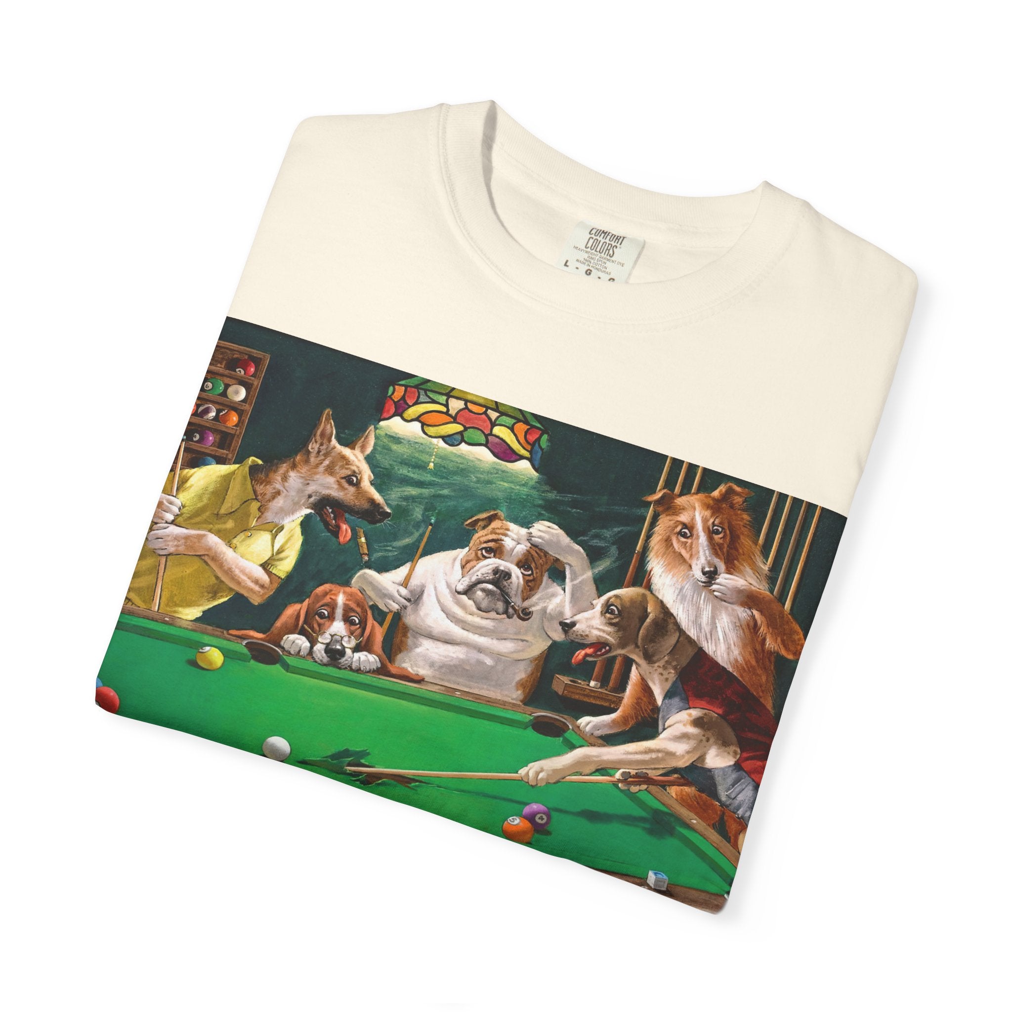 Dog Pool Players T-Shirt — Funny Billiards Animal Graphic Tee