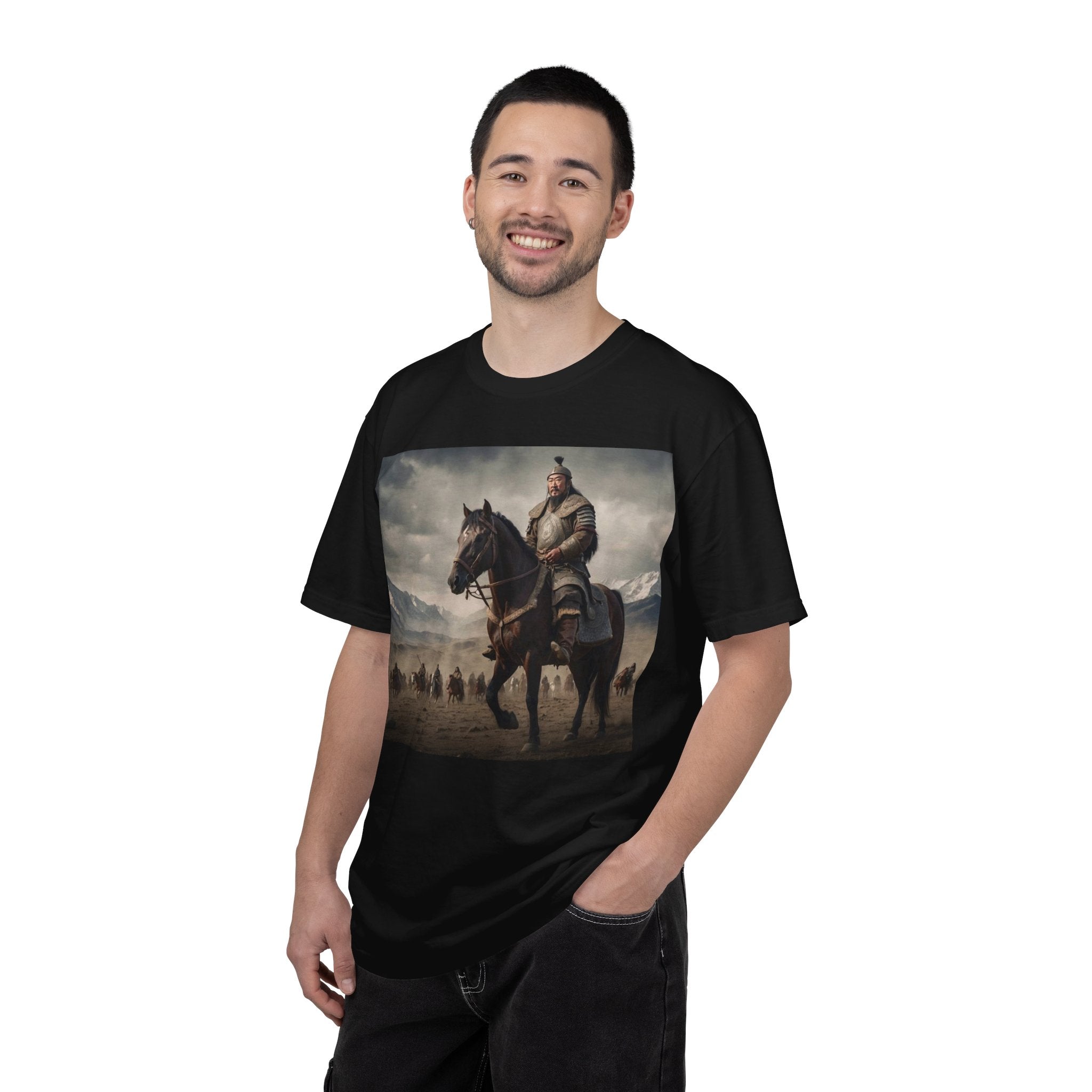 Mongolian Horseman Graphic T‑Shirt — Epic Nomad Warrior Scene
