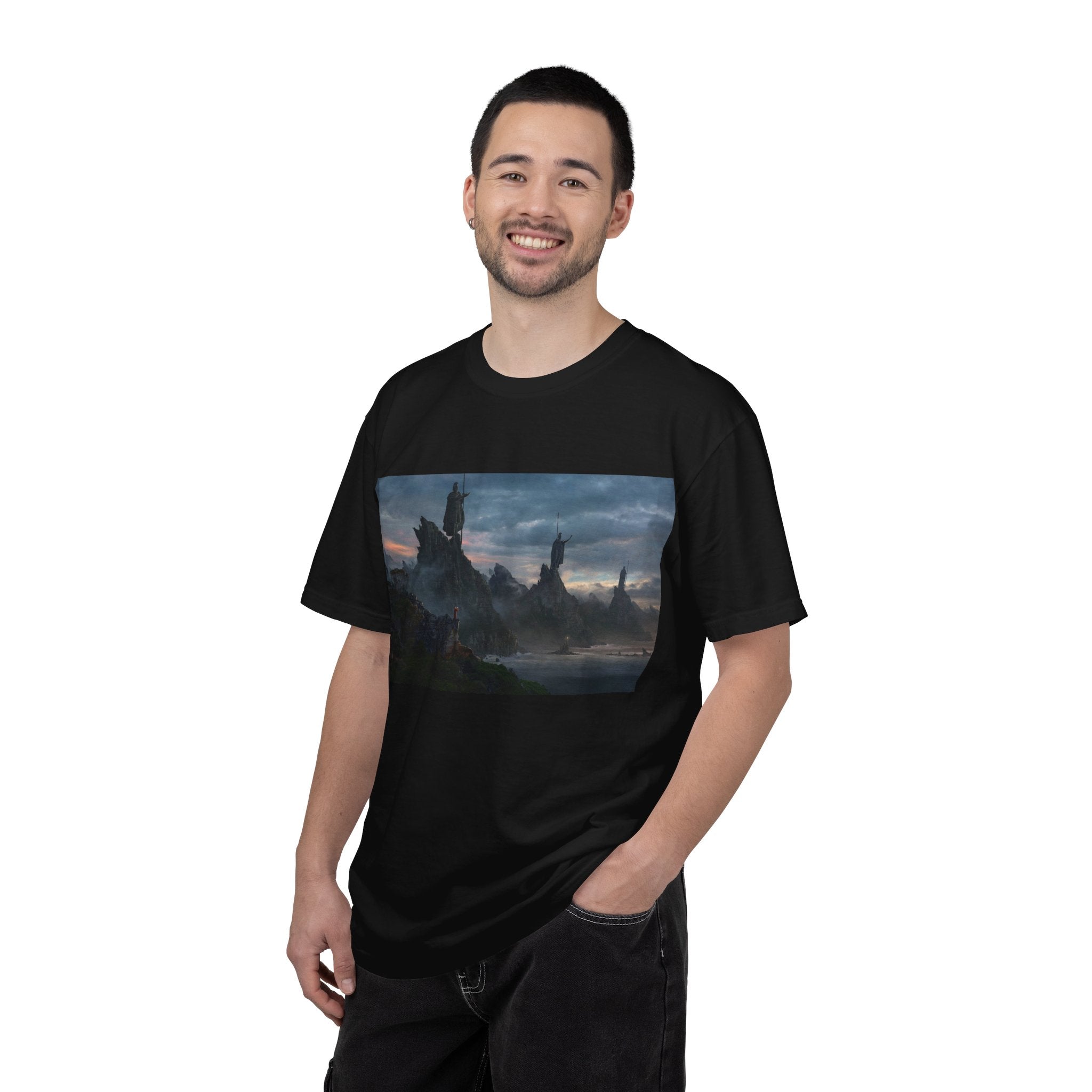 Fantasy Landscape Graphic T-Shirt — Dark Castle Scenery Tee