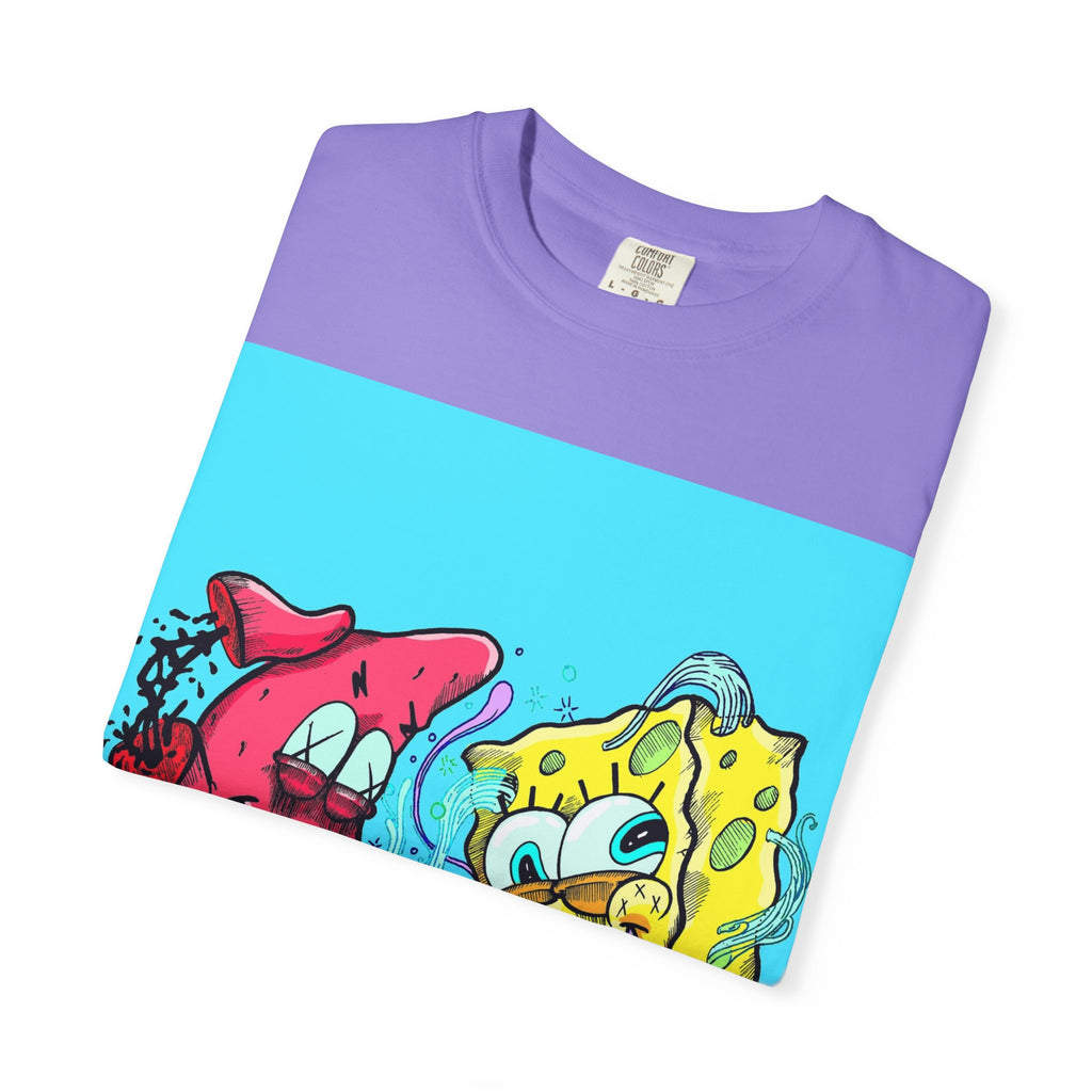 Graphic T-Shirt — Neon Cartoon Sponge & Starfish 'Dope' Street Art Tee