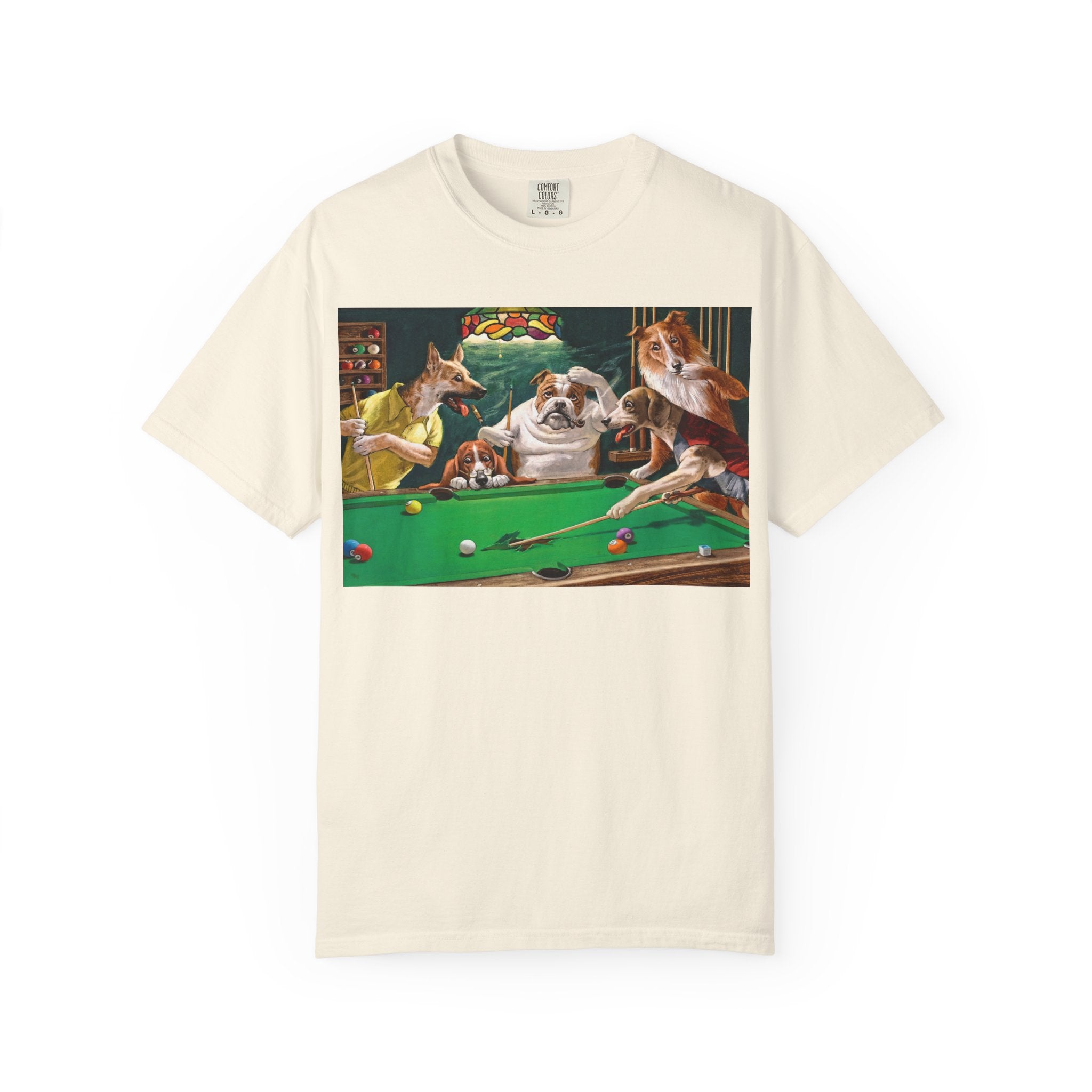Dog Pool Players T-Shirt — Funny Billiards Animal Graphic Tee
