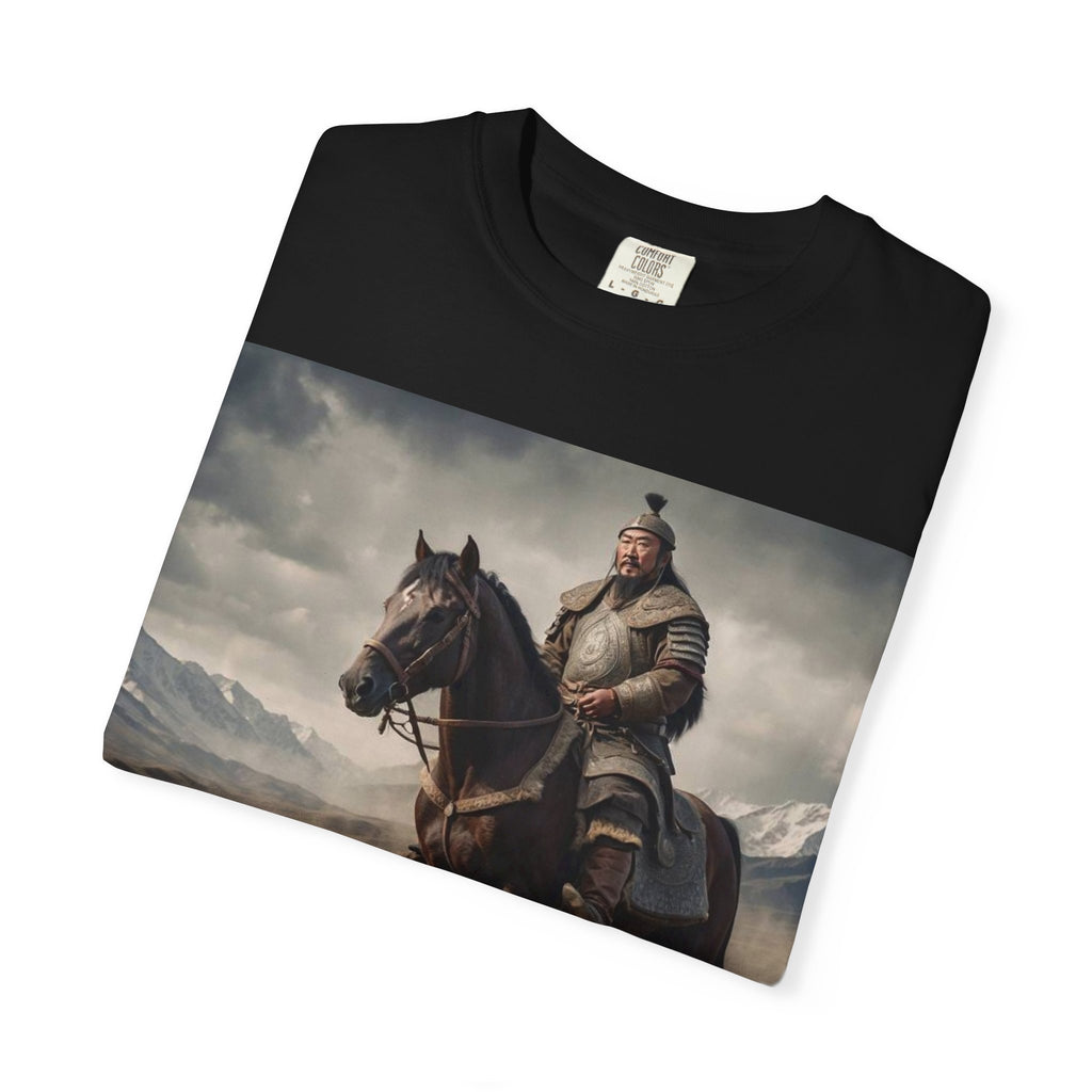 Mongolian Horseman Graphic T‑Shirt — Epic Nomad Warrior Scene