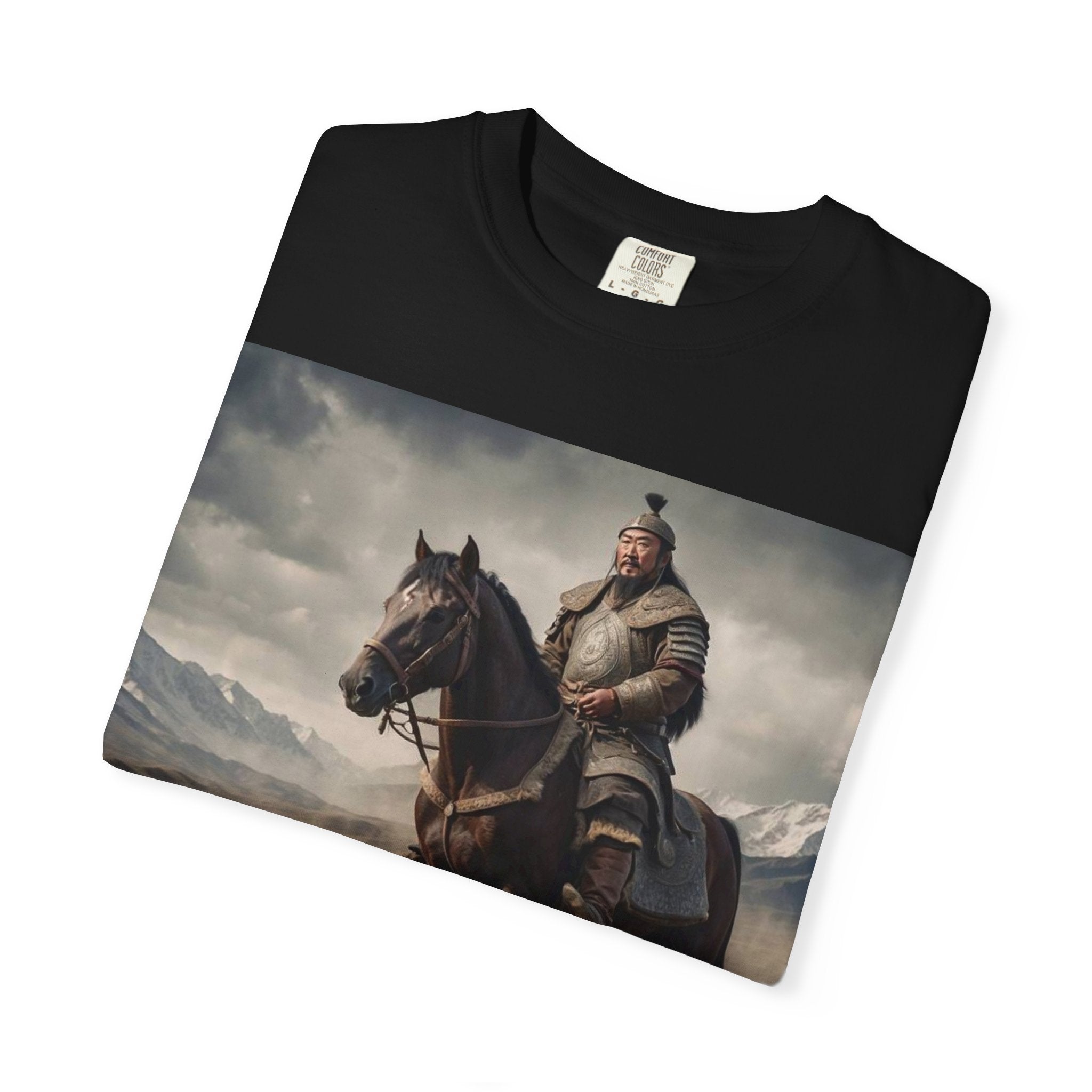 Mongolian Horseman Graphic T‑Shirt — Epic Nomad Warrior Scene