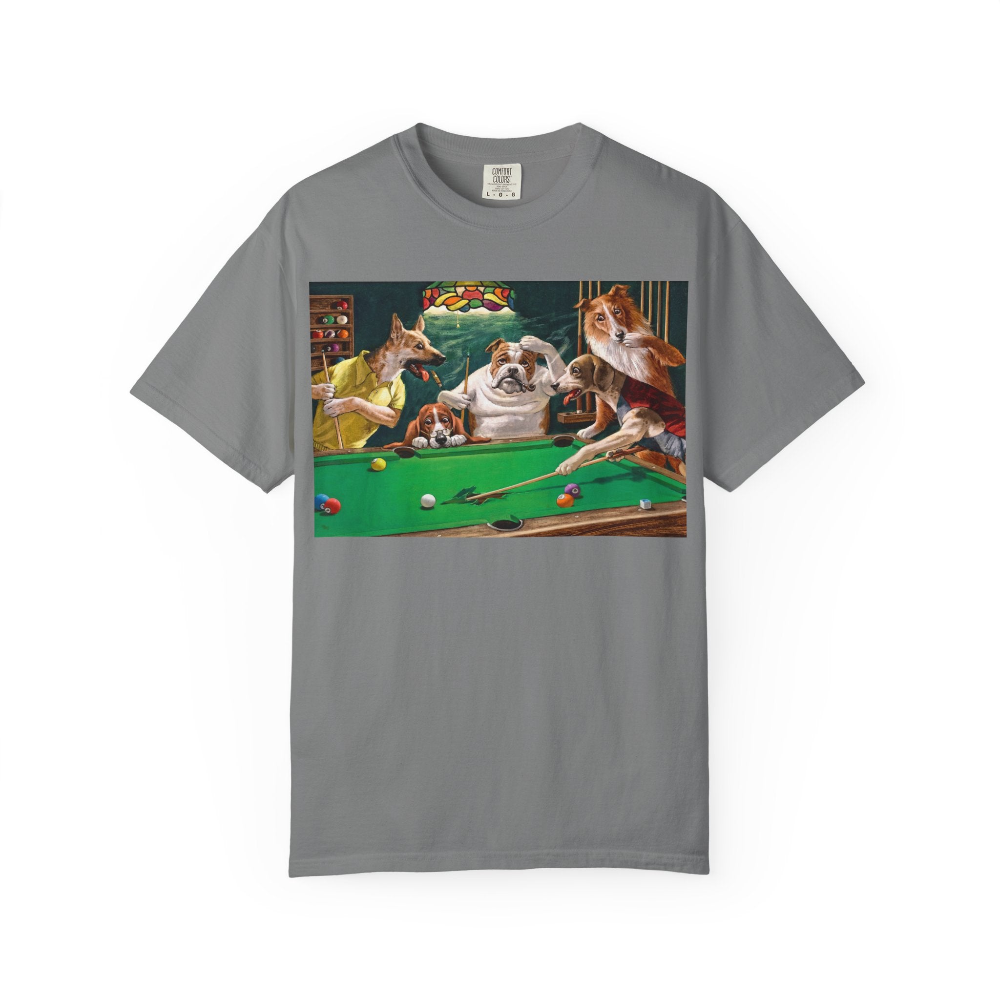 Dog Pool Players T-Shirt — Funny Billiards Animal Graphic Tee